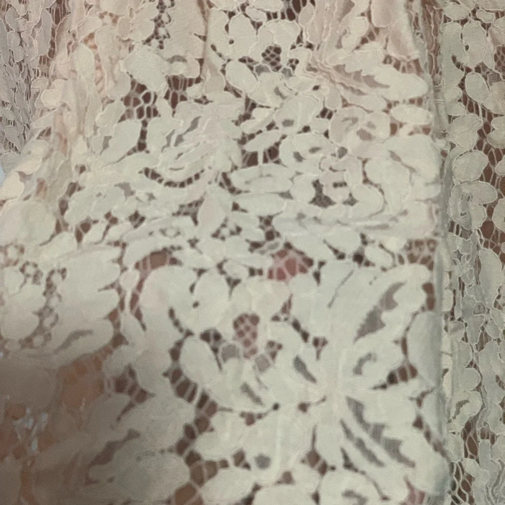 Maniju Blush Lace Midi Dress Size S Sheer Net Panel Formal Gown Back Zipper - Picture 8 of 14